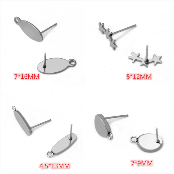 Cross-border wholesale stainless steel irregular geometric earrings with holes DIY earrings accessories 1g