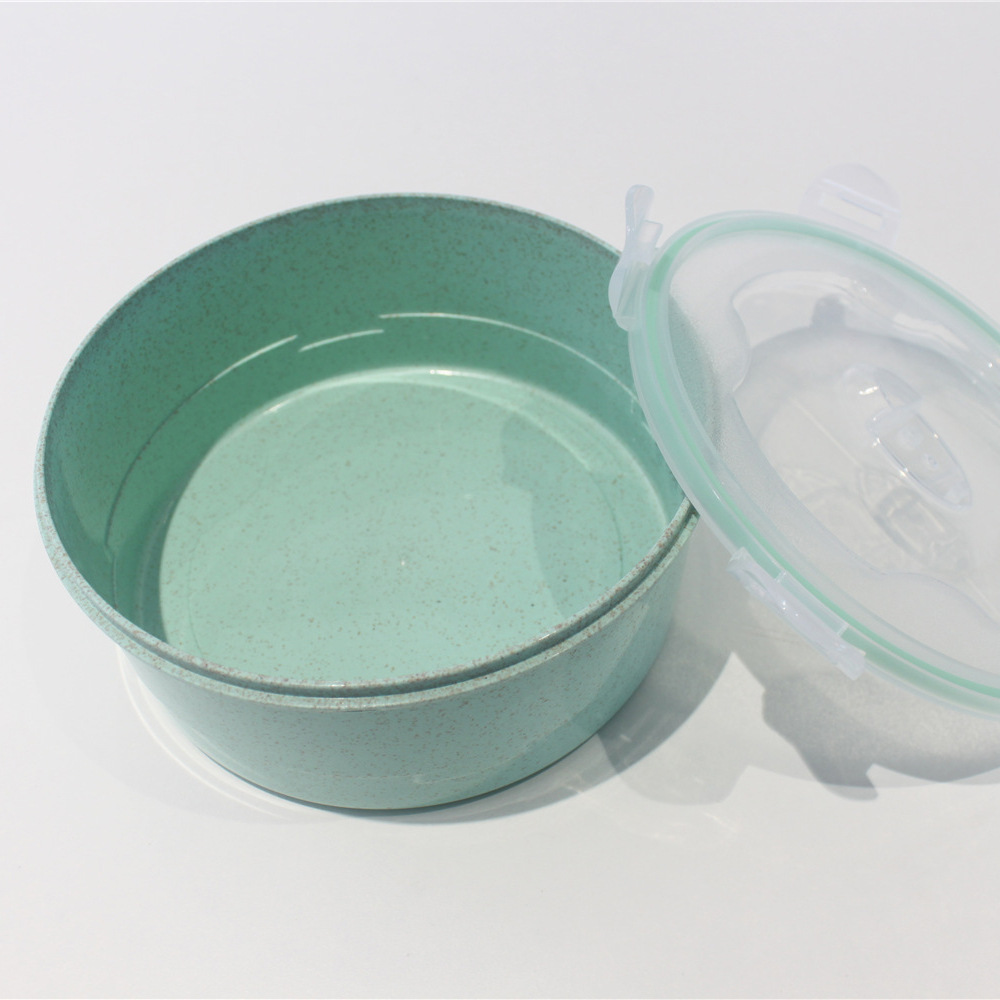 Lonchera con cierre hermético, contenedor para conservar alimentos frescos, juego de cuatro piezas de plástico con fibra de paja de trigo, almacenamiento de vajilla de material de paja de trigo, apto para microondas.