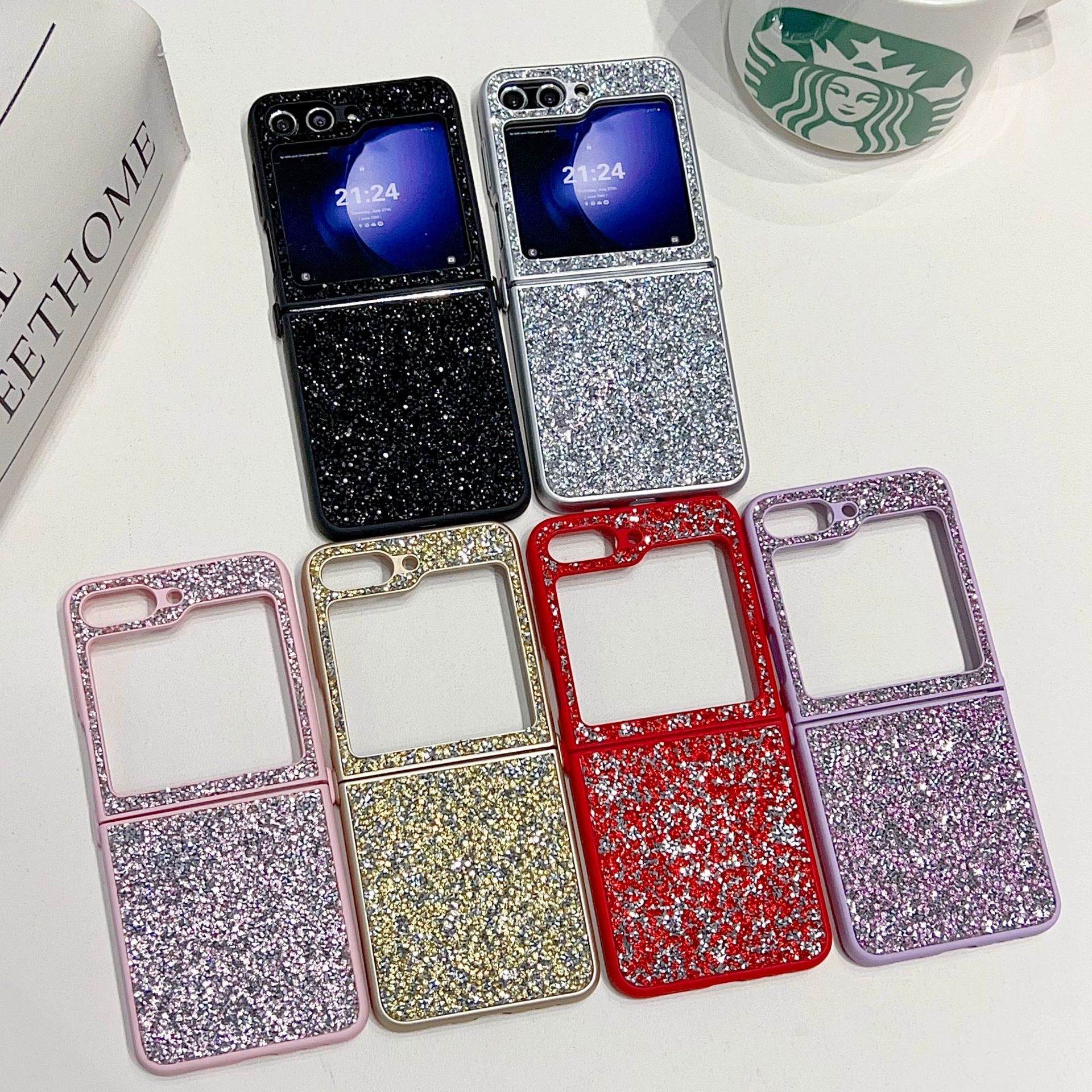 Suitable for Samsung ZFLIP4/5 Diamond Korean ZFOLD4/5 Shining Powder Folding Phone Case_voghion.com