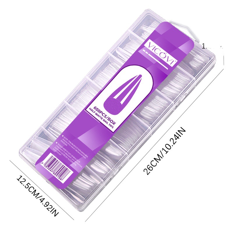 Transfronterizo nuevo arte de uñas pieza de uñas talla-libre de molienda delgada mitad esmerilado sin costuras europeo y americano helado dedo falso 600 piezas pieza de uñas al por mayor