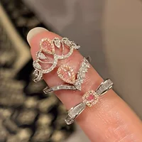 Ring Fuchsia small design, universal stone ring, light-luxury index-finger style