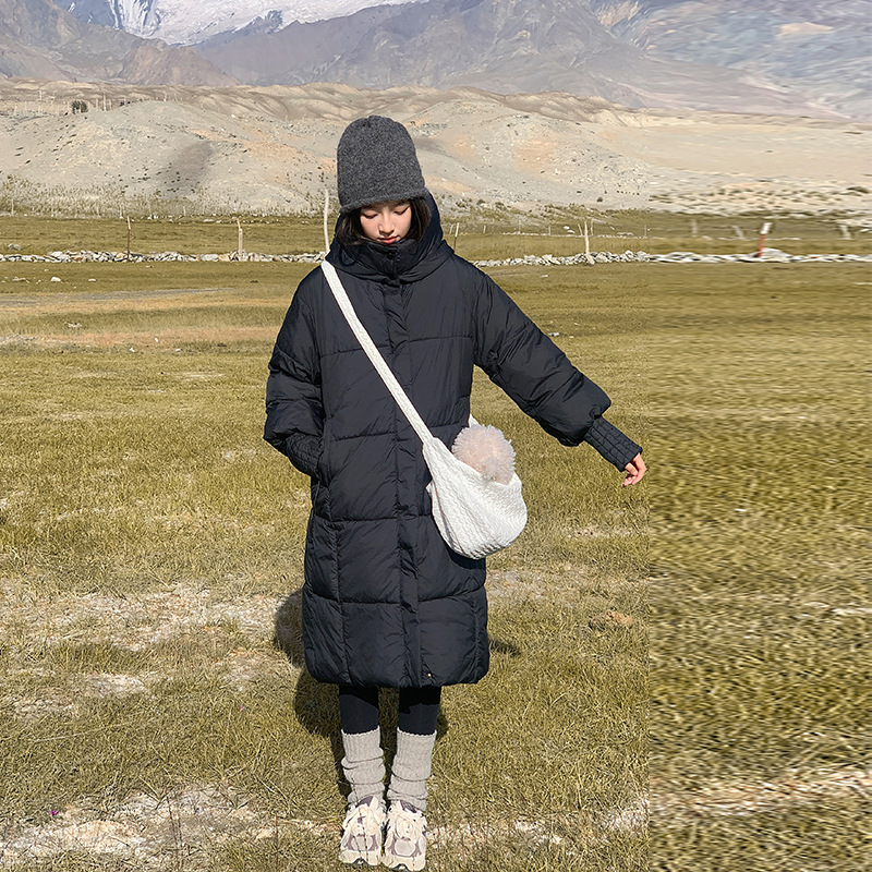 Mediano y largo engrosado plumón de algodón mujer 2024 invierno nuevo algodón con capuz chaqueta suelta chaqueta de rodilla de moda image 6