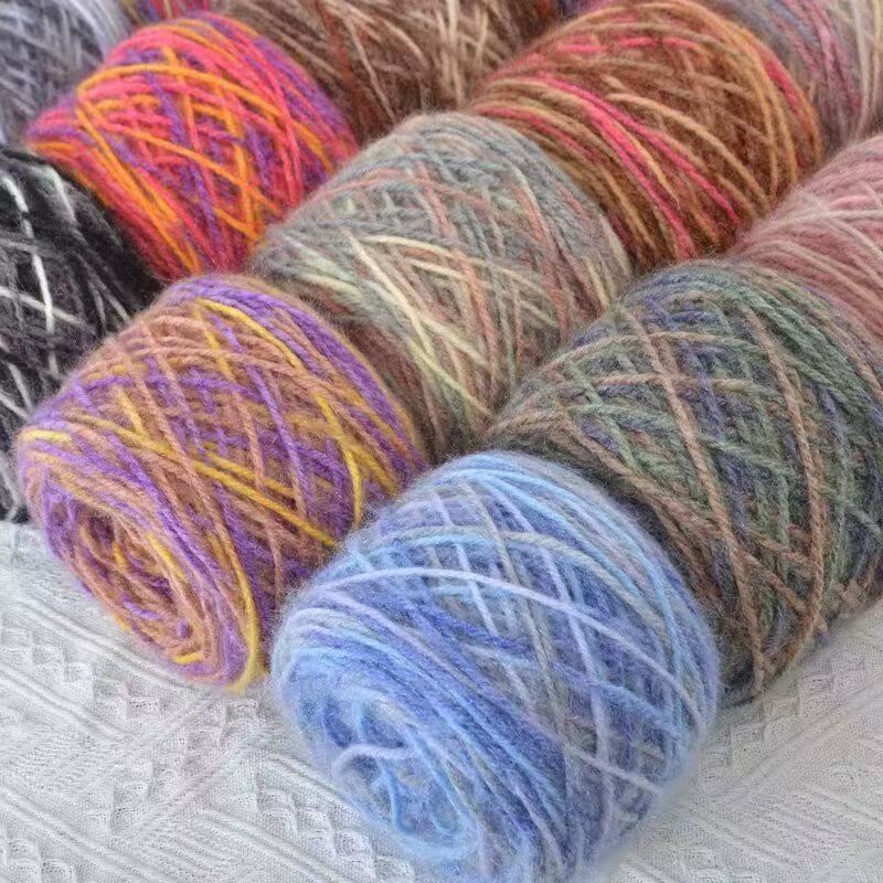 松鼠绒手染星空花色中粗凤羽绒毛线柔软亲肤编织毛衣外套帽子围巾