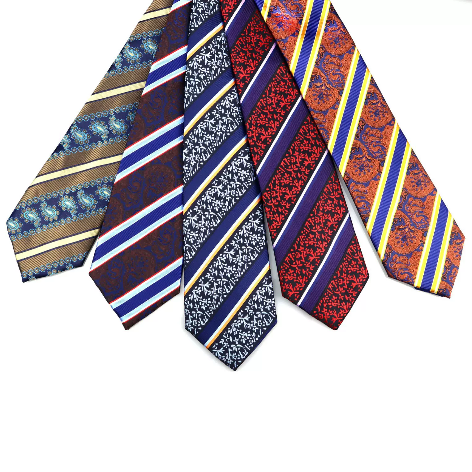 新款斜杠碎花领带休闲风领带提花涤纶丝领带手打领带