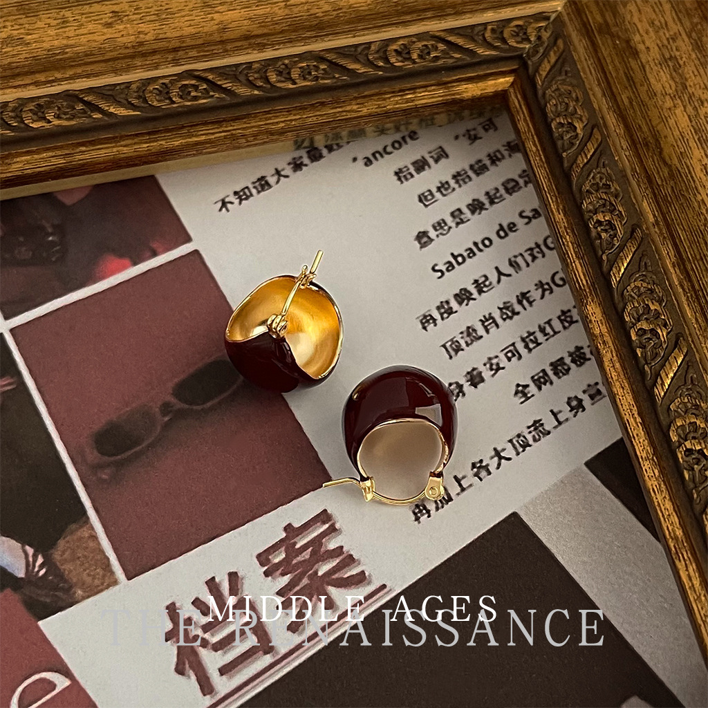 Vintage red bean earrings ankola red earrings oil drop retro French