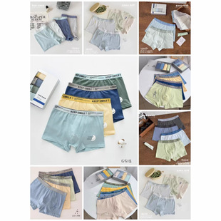 Fob Guini Bear New Children's Underwear Teenage Boys' Boxed Shorts 95% Cotton Medium and Large Children's Shorts 50S Cotton 5A Wholesale