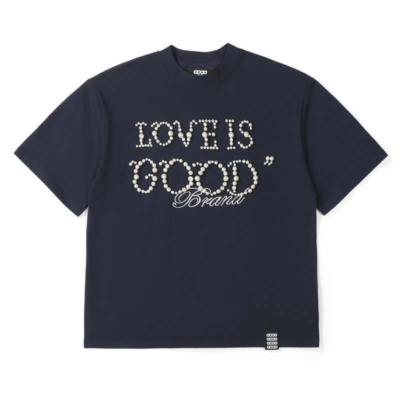 25ss 高品質 GOOD LOVE パールスローガン 半袖 ヘビーデューティー ハイウェイト Tシャツ 男女兼用 ラウンドネック|undefined