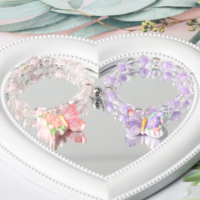 Original Fresh and Colorful Butterfly Beaded Couple Magnetic Bracelet, High-Looking Bestie Bracelet, Small Gift for Boyfriend