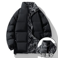 秋冬季棉衣男士潮牌加厚短款袄子冬天立领保暖外套羽绒双面穿棉服