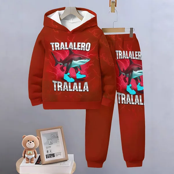 3D Printed Pattern Boys 2025 New Trendy and Cool Kidsren's Clothing Fashionable Casual Hooded Sweatshirt Two-Piece Set