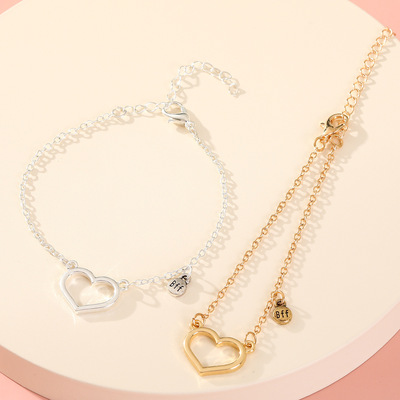 歐美新款流行兒童飾品套裝 合金桃心好朋友Best Friends手鏈套裝