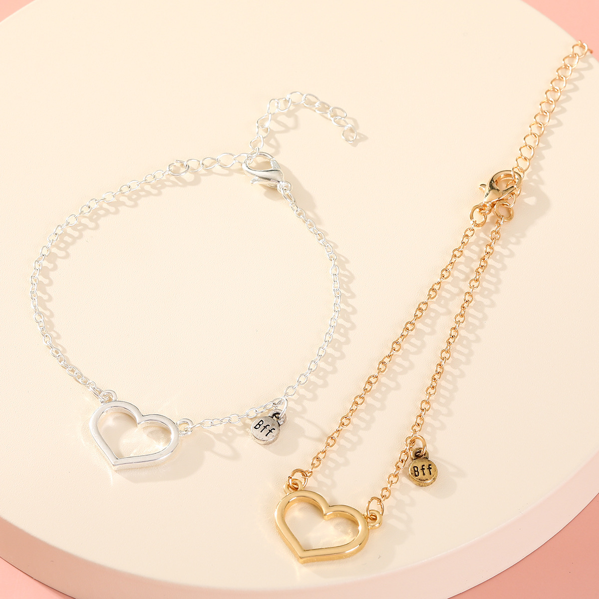 歐美新款流行兒童飾品套裝 合金桃心好朋友Best Friends手鏈套裝
