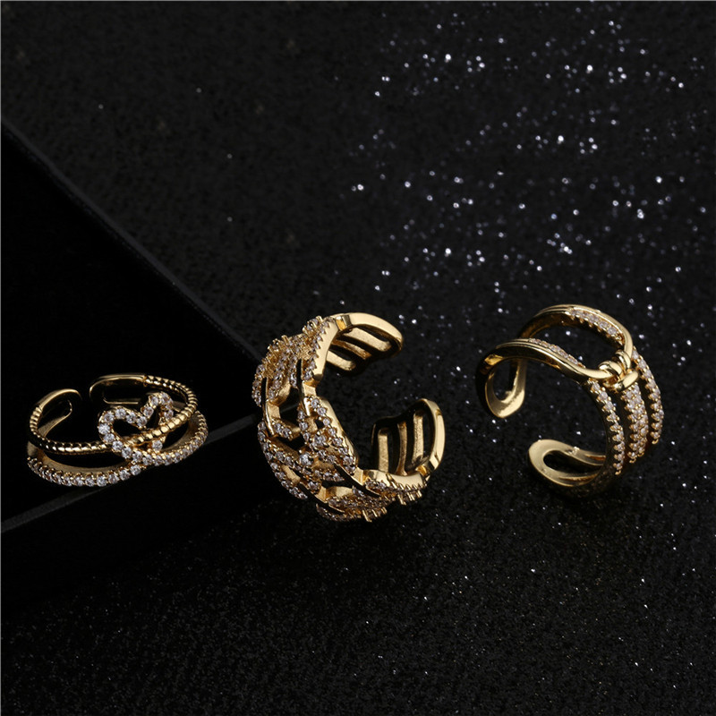 Fashion Micro-inlaid Zircon Hollow Moon Open Ring display picture 4