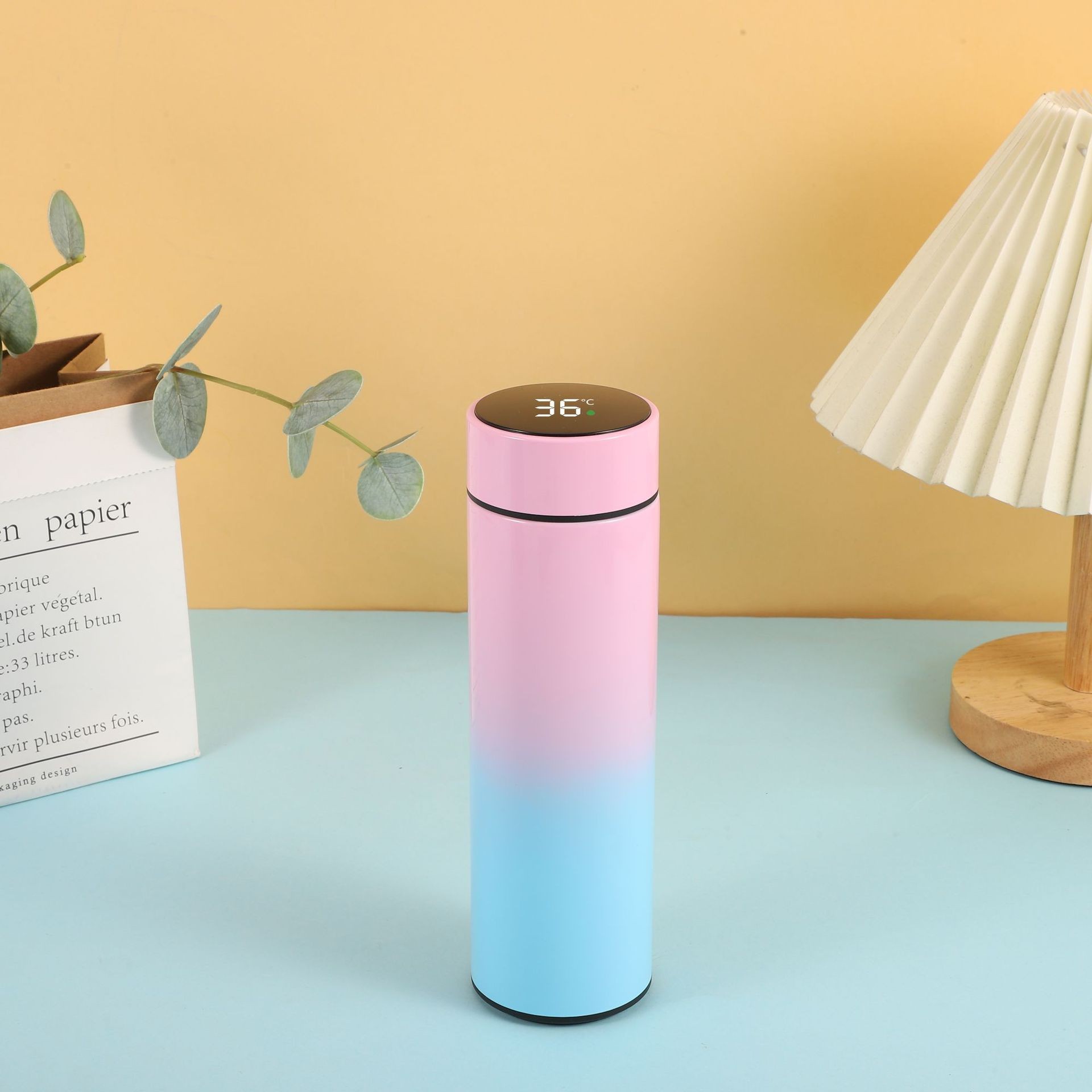 Negocio de acero inoxidable inteligente taza de aislamiento térmico Oficina taza recta hombres y mujeres publicidad regalo taza de agua personalización al por mayor