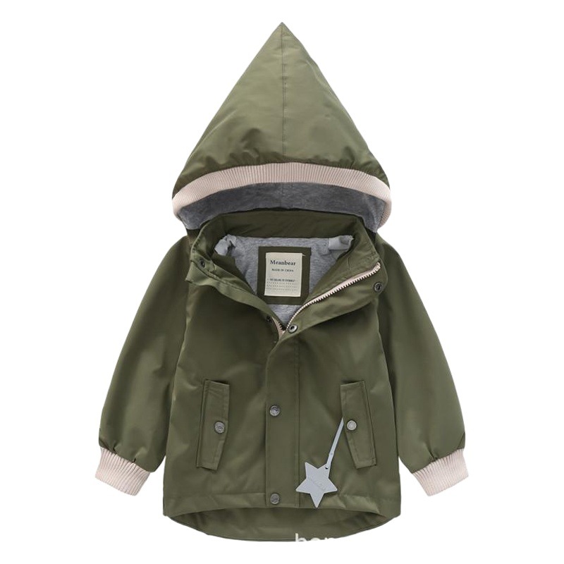 Meanbear boys' and girls' windbreaker children's jacket windproof and rainproof coat hat detachable cute western style