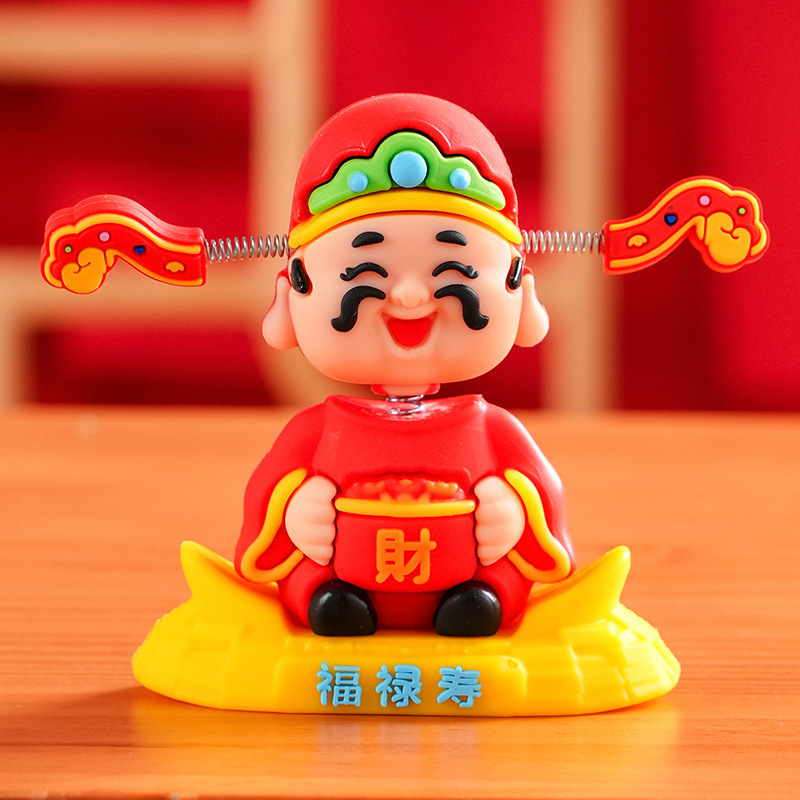 工厂直销摇头财神爷汽车摆件小可爱新款车载卡通招财车内中控台装