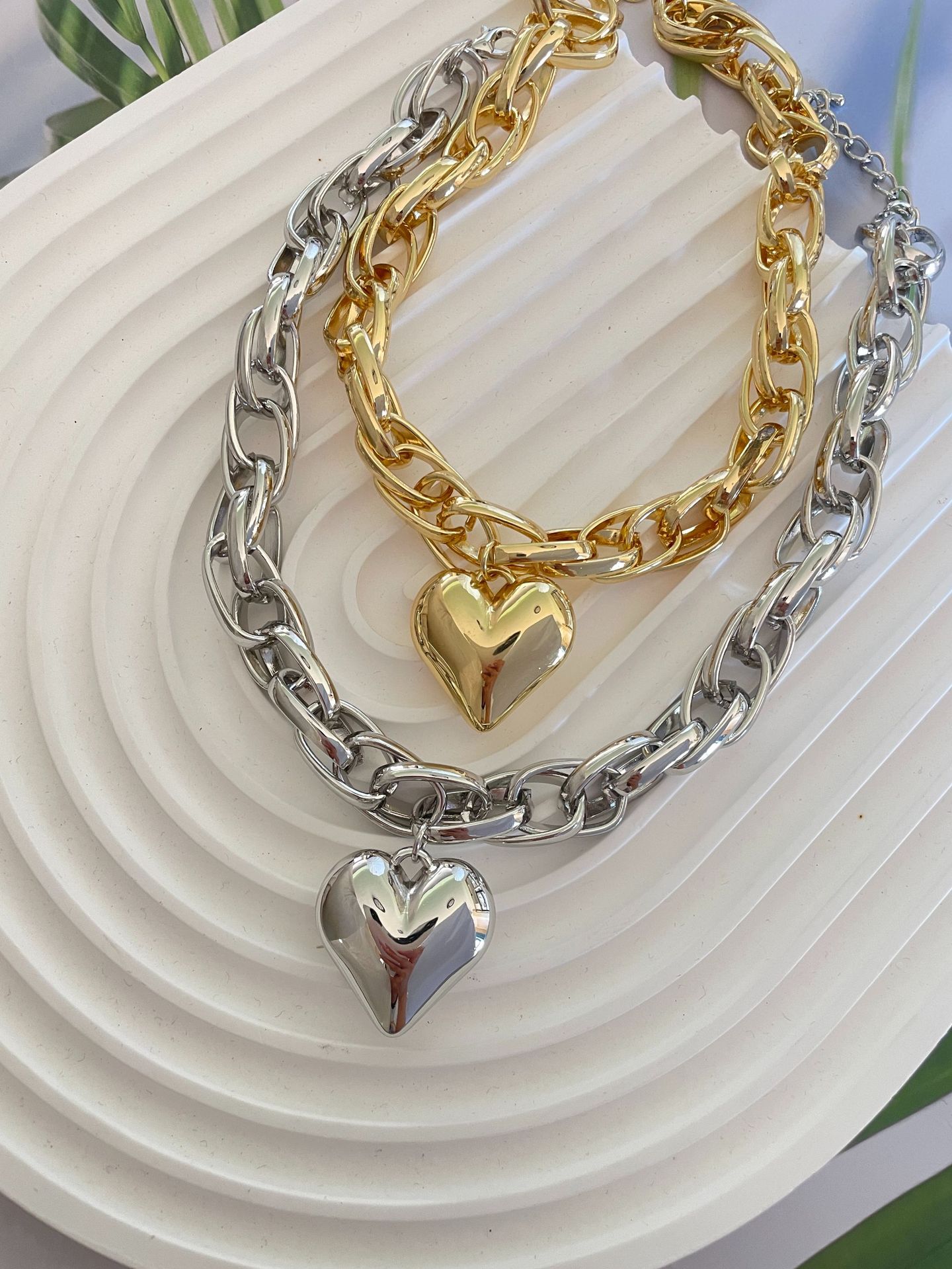 Heart Shape Copper Elegant Hip-Hop Exaggerated Copper Pendant Necklace Necklace display picture 3