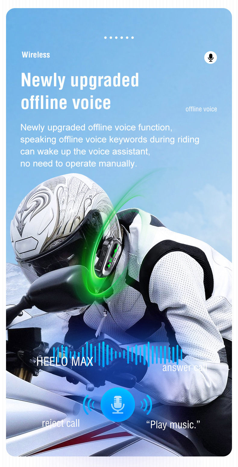 D3 Helmet Bluetooth Headset with Global Positioning, Waterproof, Dustproof, Intelligent Noise Reduction, Offline Ai Voice Helmet Headset