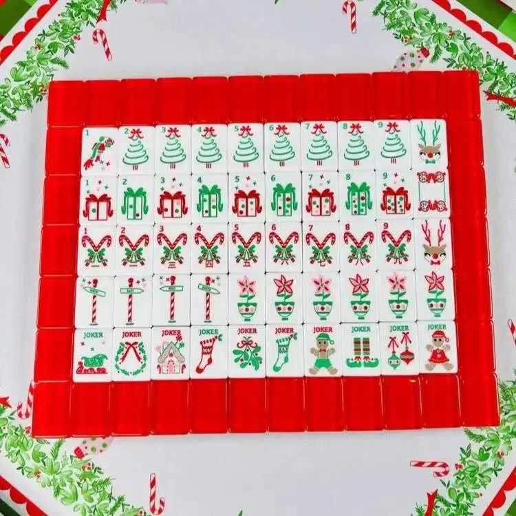American Mahjong New Red Christmas Gemstone Double-Layer Acrylic American Mahjong Tiles Factory