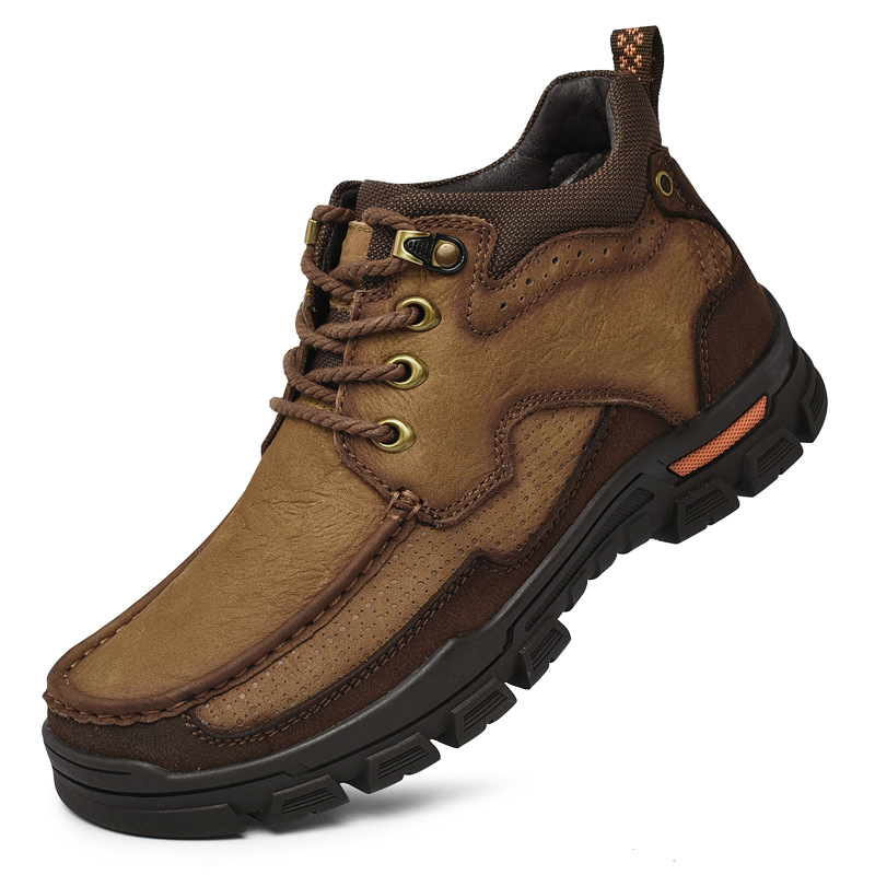 Paul camel zapatos de algodón de cuero para hombre botas de nieve cálidas de invierno zapatos de herramientas de escalada al aire libre de suela gruesa zapatos de cuero altos