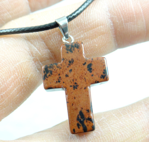 Comercio exterior caliente Piedra Natural Rosa cristal ágata piedra Cruz colgante collar accesorios DIY joyería que hace