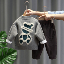 男童三件套春秋装洋气儿童针织毛线衣外套小童装春秋宝宝毛衣套装