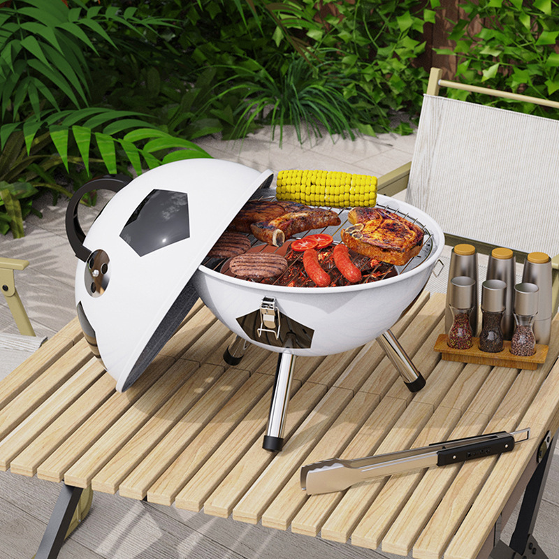 Calcomanías de la Copa del Mundo al por mayor estufa de fútbol con bandeja de carbón parrilla redonda parrilla portátil football grill