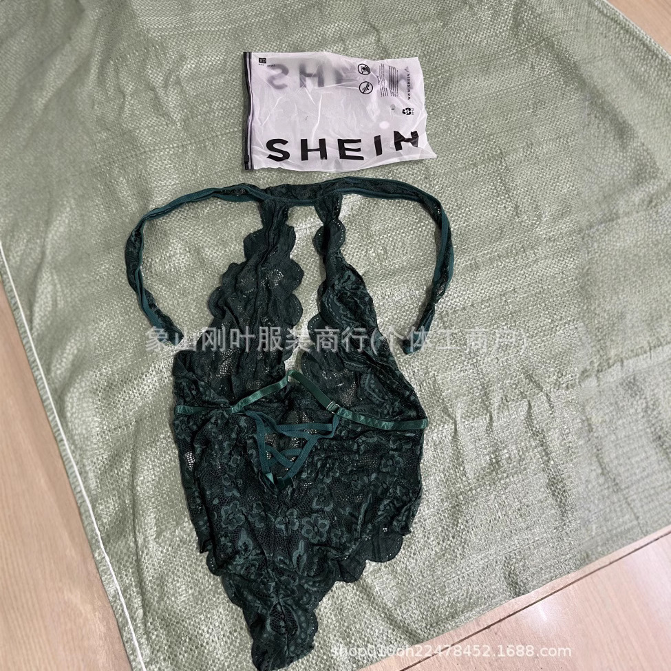 Comercio exterior SHEIN ropa interior europea y americana de tres puntos de pasión de encaje sexy conjunto de ropa interior de perspectiva