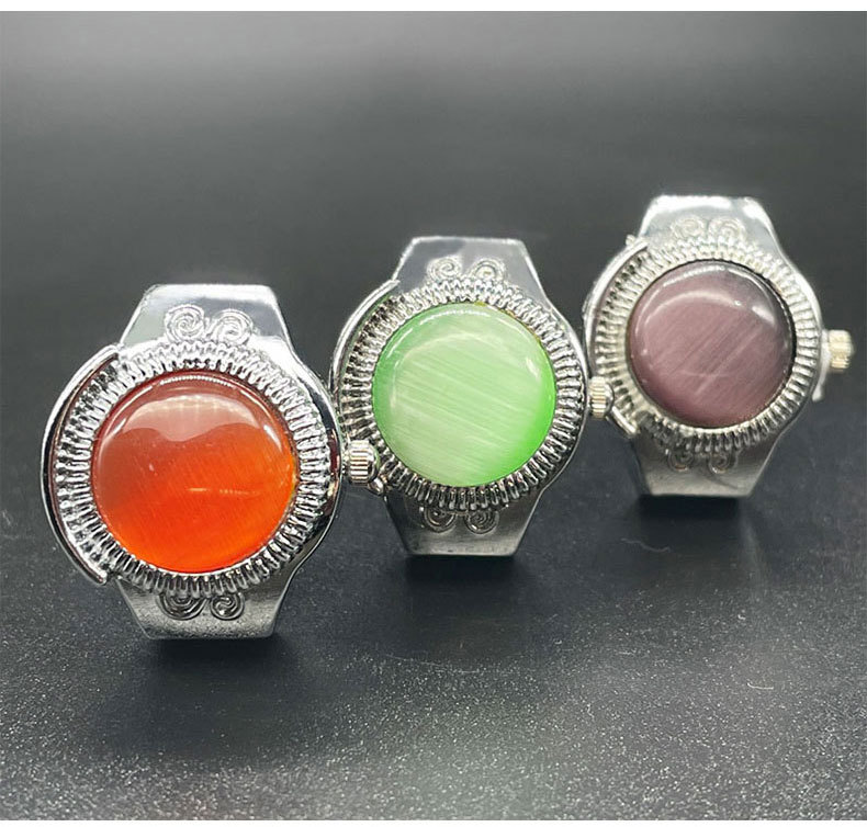 22g Weight Quartz Glass Mirror Material Stainless Steel Strap Material Watch Rings Classification Pointer Display Type Round Dial Shape Daily, Street Occasion Quartz Movement Geometric Pattern All Seasons Season Unisex Gender Casual Style Casual Geometric Quartz Watch Rings