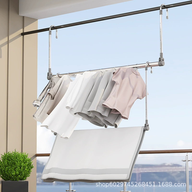 Бытовая сушилка для белья из нержавеющей стали на балконе, телескопическая сушилка для белья, сушилка для одеял, регулируемая сушилка для одежды без перфорации, вешалка для одежды