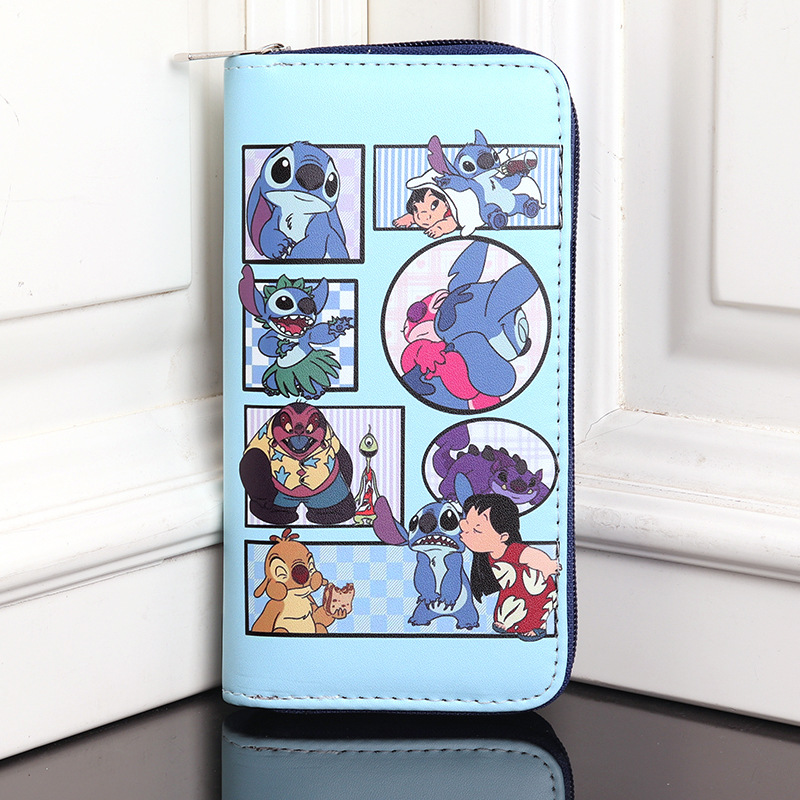Nueva novela moda multi-tarjeta de gran capacidad de dibujos animados casual cremallera larga cartera de los hombres