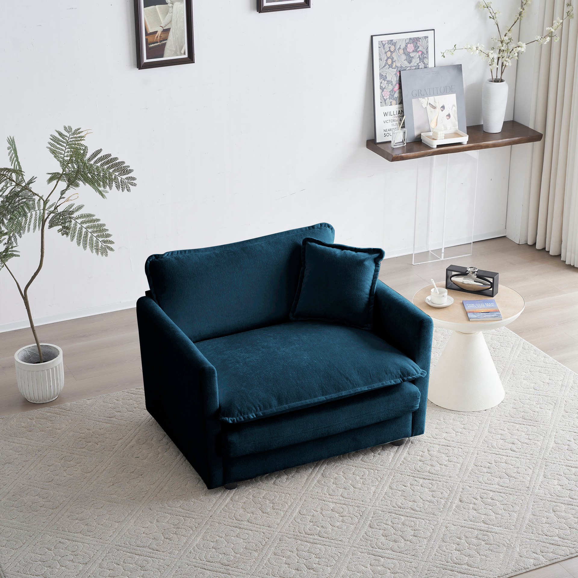 Sofá nórdico minimalista lujoso sofá balcón sala de estar pequeño sofá de tela doble sofá multifuncional trailera sofá image 2