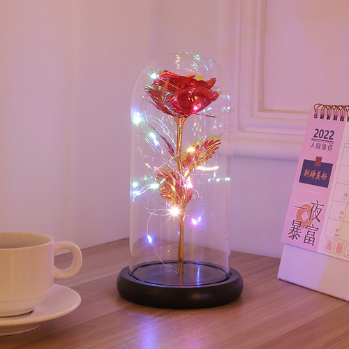 Factory-provided cross-border gold leaf gold rose artificial flowers Valentine's Day gift Christmas creative gift decoration