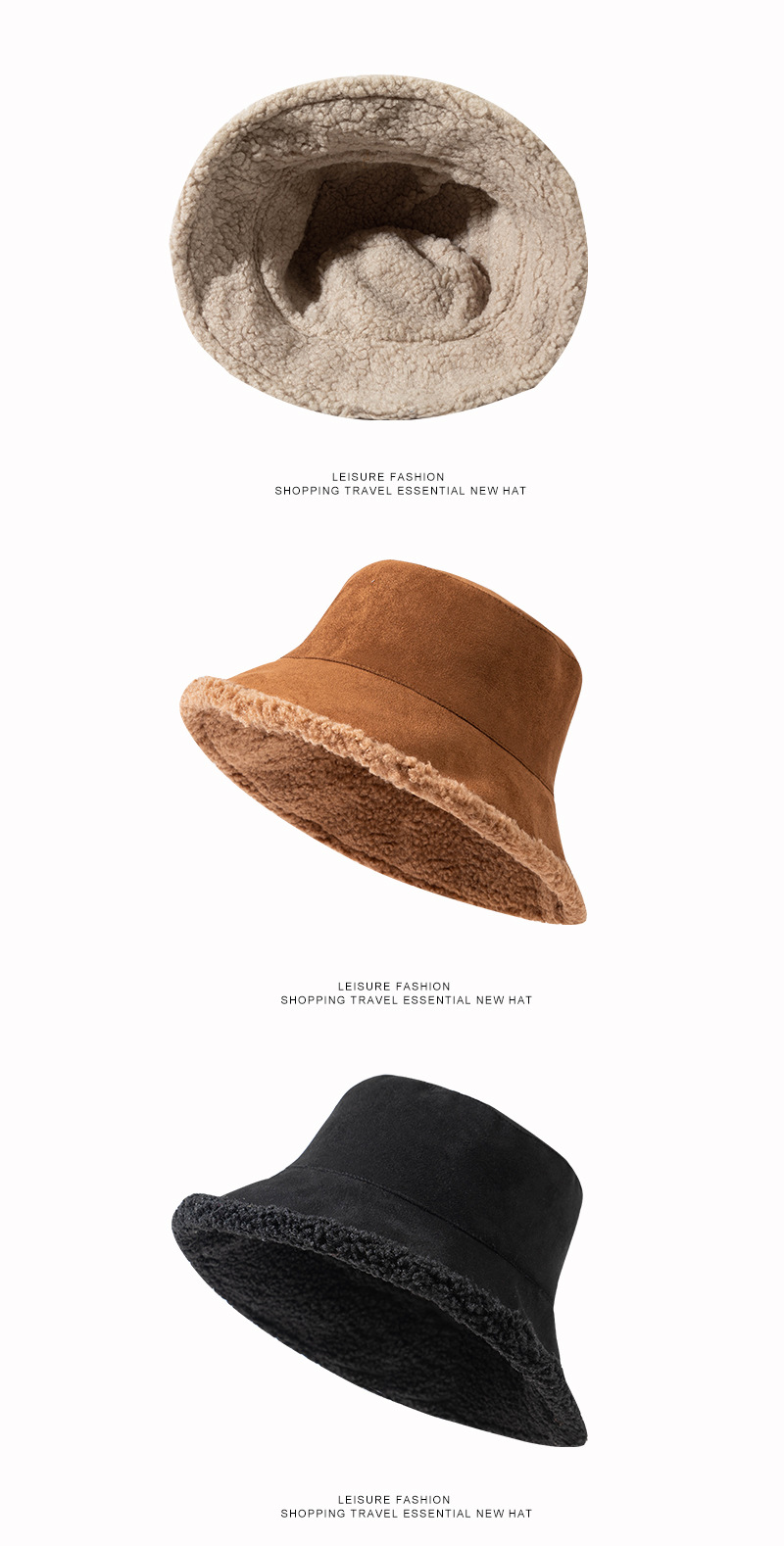 Secchio Instagram da indossare su entrambi i lati, cappello da pescatore in pelliccia di agnello ispessita, orecchio caldo autunnale e invernale per bambini_voghion.com