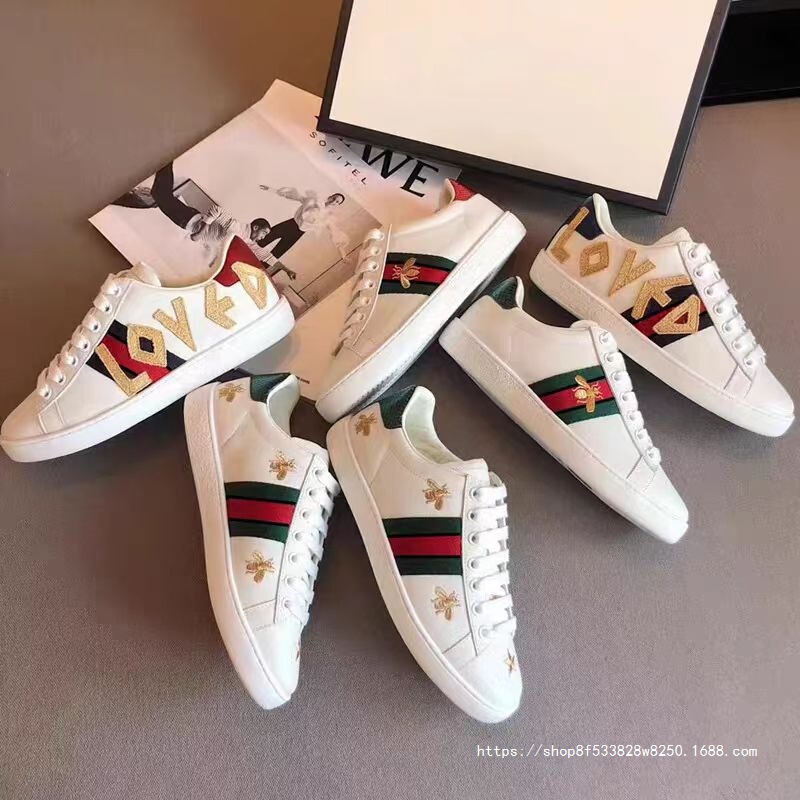 Embroidered Genuine Leather Little Bee White Shoes for Men and Women 2024 Classy Sports Versatile Casual Love Couple Sneakers Embroidered Genuine Leather Little Bee White Shoes for Men and Women 2024 Classy Sports Versatile Casual Love Couple Sneakers