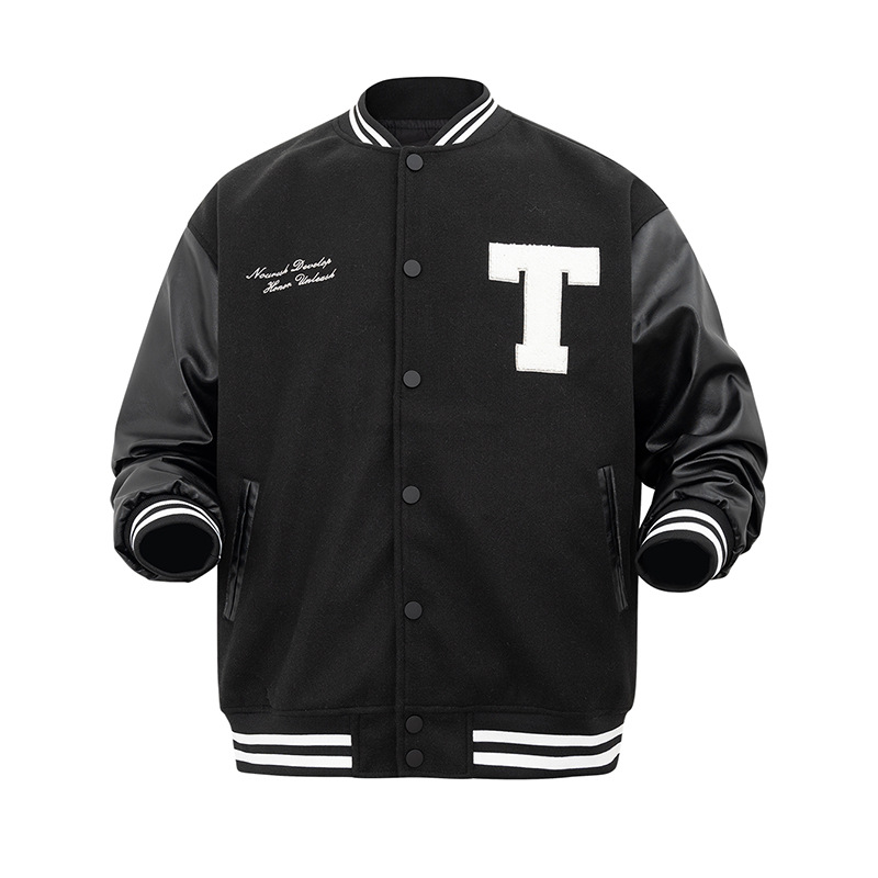 Hombres de béisbol para hombres y mujeres pueden usar chaquetas de estilo europeo y americano sueltas, chaquetas de tendencia de costilla de cuero pu, chaquetas superiores