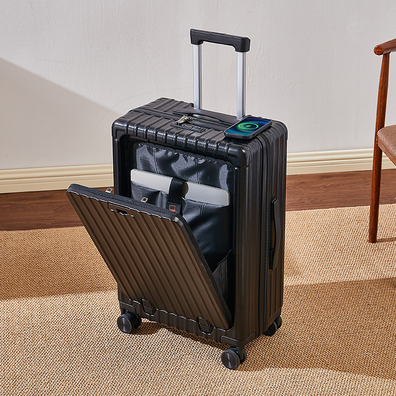 Front-Opening Suitcase, Multifunctional Trolley Case, Business Travel Case, Universal Wheel Carry-On Suitcase, Student Password Lock Suitcase