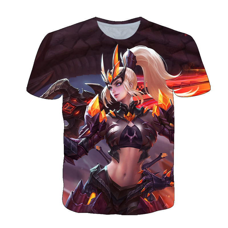 Camiseta de manga corta con estampado digital bidimensional de verano 3d verano para adolescentes y niños juego de gloria para hombres
