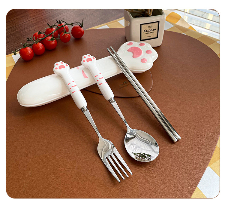 Cute Cat's Paw Stainless Steel Plastic Tableware 1 Piece display picture 1