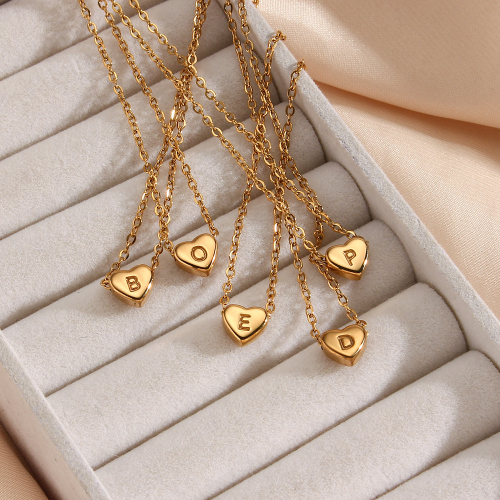 Letter, Heart Shape Pattern Simple Style Letter Heart Shape Titanium Steel Plating Necklace