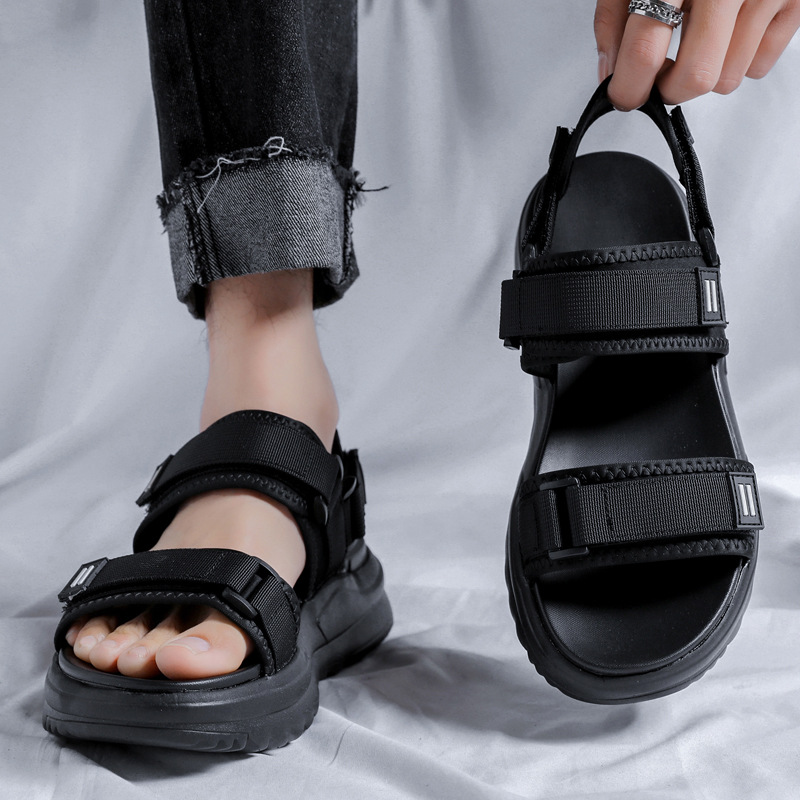 Sandals Men's 2023 New Summer Thick-Soled Trendyy Outer Wear Soft-Soled Non-Slip Roman Beach Shoes 4883-R