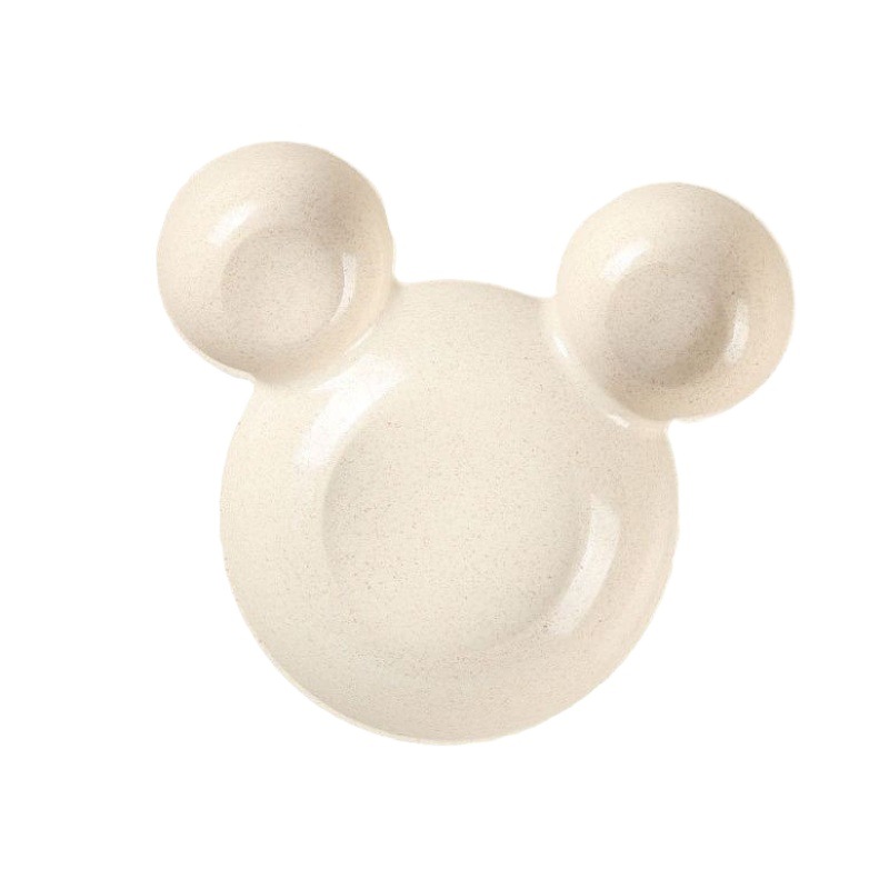 Plato de arroz para niños de paja de trigo plato de mickey de dibujos animados plato de compartimento plato suplemento alimenticio para bebés vajilla