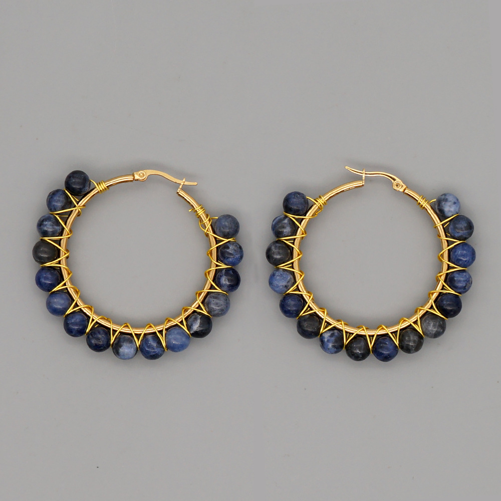 simple exaggerated ethnic gem large hoop earringspicture2