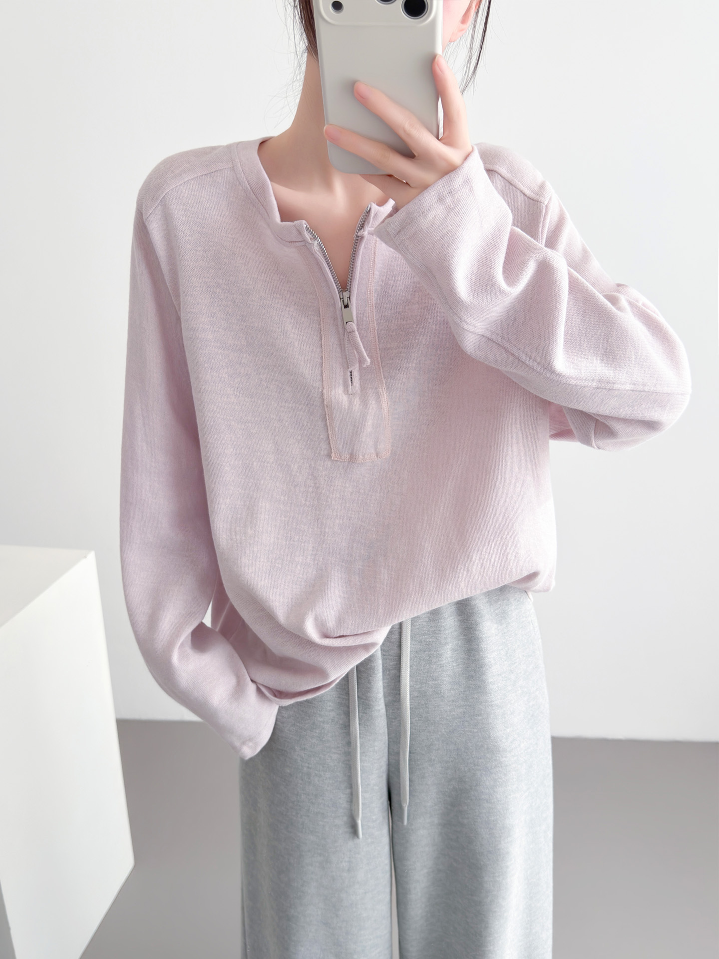 Fuchsia bamboo summer base body-friendly long-sleeve with zipper