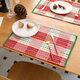 Beauty elements ins style Christmas decoration insulation mat fabric restaurant B & B thickened Anti-scald placemat cross-border supply