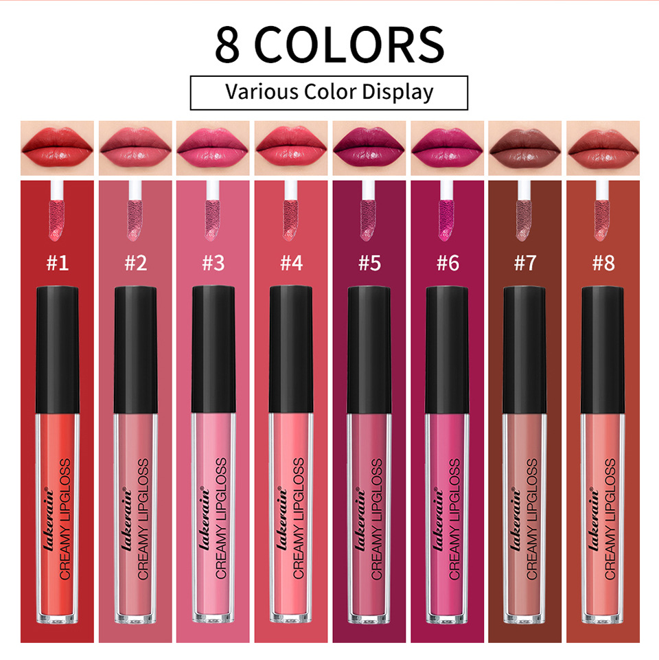 Lakerain Cross-border 8-color matte lip gloss Cream matte Lip gloss Specification drawing