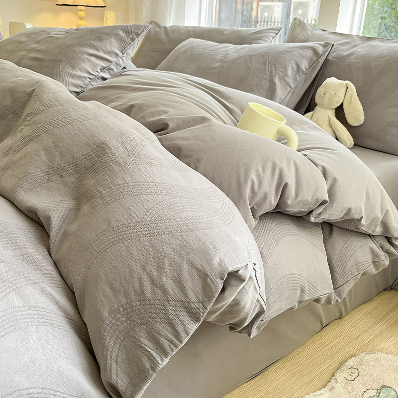 Cama de hilo de tres capas de algodón de cuatro piezas de algodón puro de alta calidad 2025 nueva ropa de cama de tres piezas