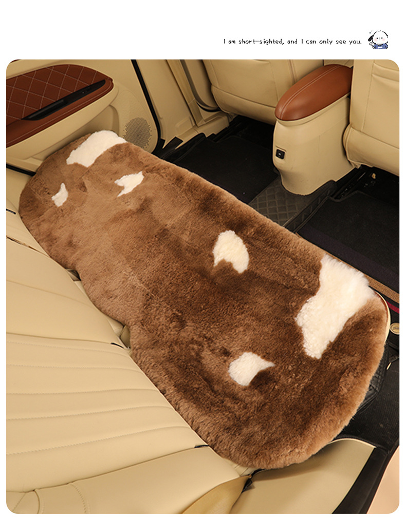 Pure wool car cushion single piece winter fur integrated three-piece car cushion warm plush seat cushion rear row strip