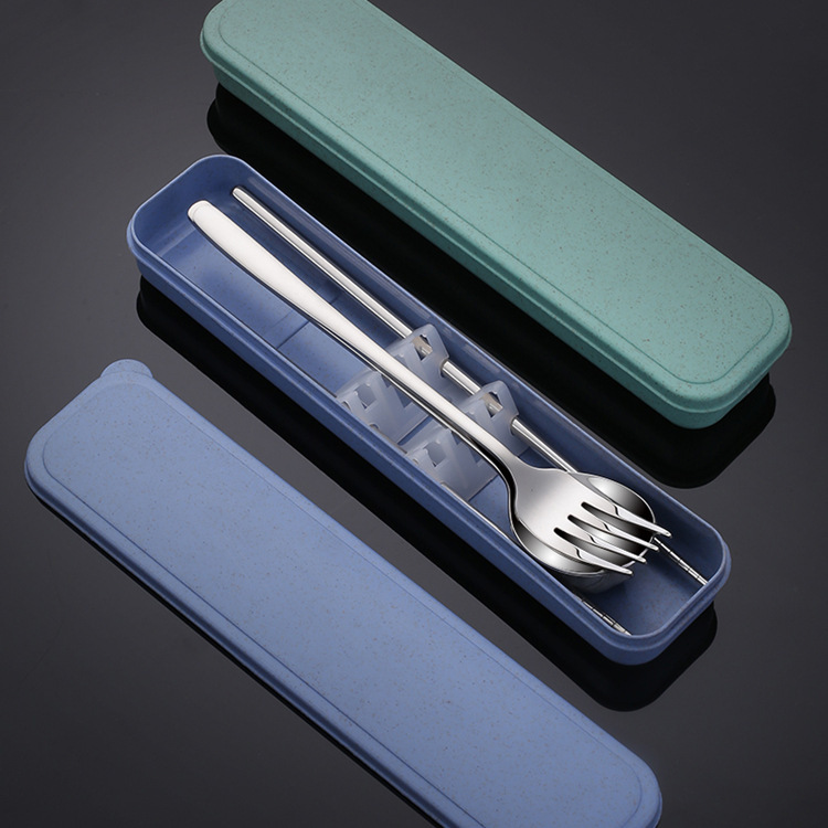 卸売り304ステンレス携帯食器抗菌箸スプーンフォークセット収納ケース学生家庭用出勤|undefined