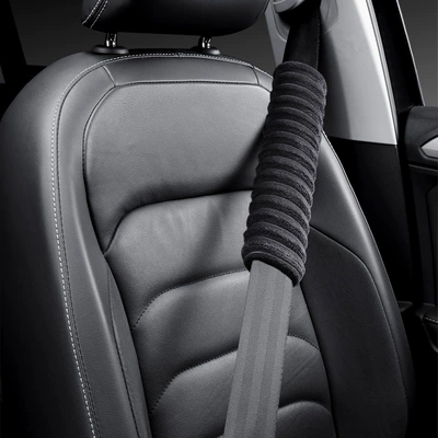 Car Truck universal winter plush safety belt shoulder protector anti-tightening anti-wear cloud velvet shoulder protector 27cm30cm (Seat belt shoulder pad) - black-27cm-each